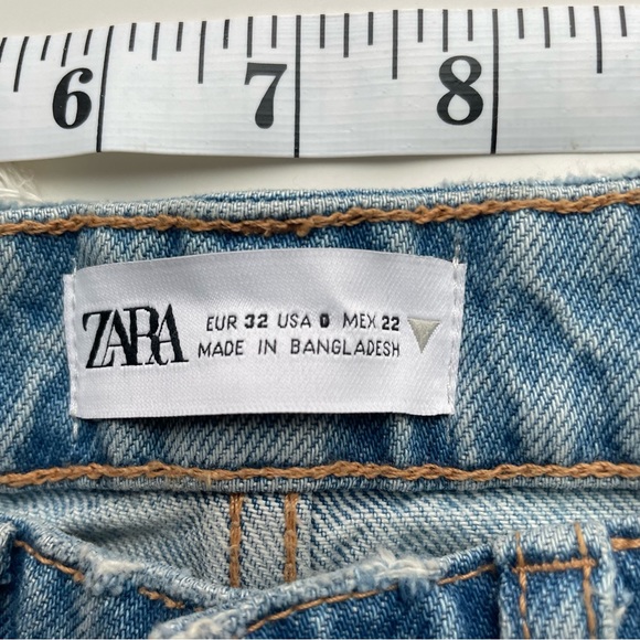 ZARA DENIM SHORTS MID RISE RELAXED - Picture 6 of 7